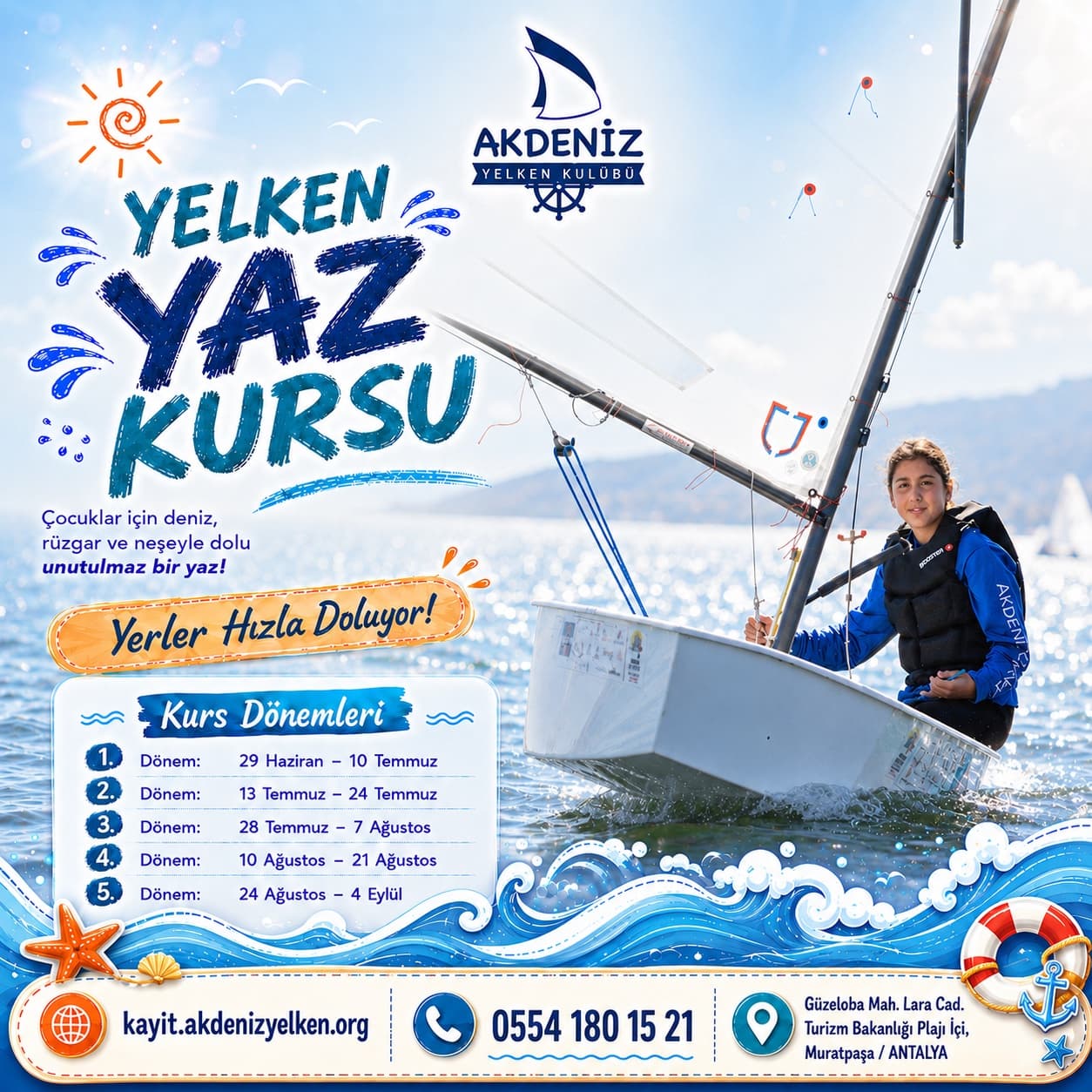 Akdeniz Yelken Yaz Kursu afişi